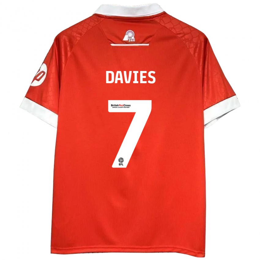 Kinder Jordan Davies #7 Rot Weiß Heimtrikot Trikot 2024/25 T-Shirt