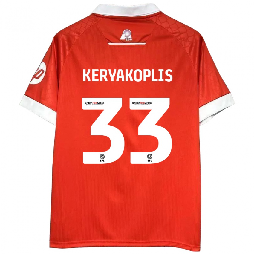 Kinder Hannah Keryakoplis #33 Rot Weiß Heimtrikot Trikot 2024/25 T-Shirt