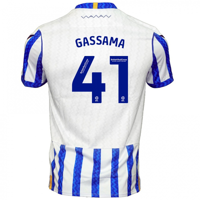 Kinder Djeidi Gassama #41 Blau Weiß Heimtrikot Trikot 2024/25 T-Shirt