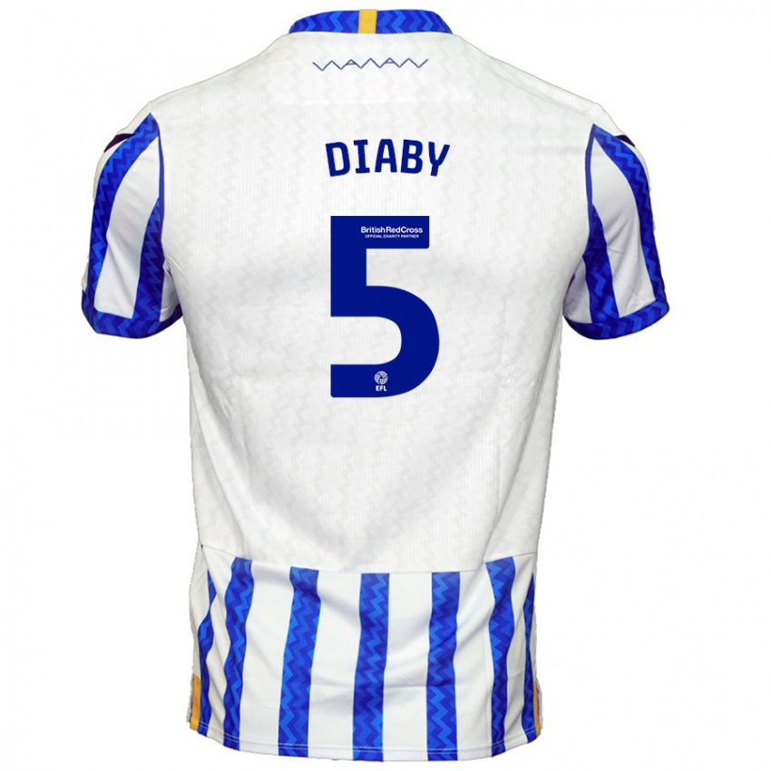 Kinder Bambo Diaby #5 Blau Weiß Heimtrikot Trikot 2024/25 T-Shirt