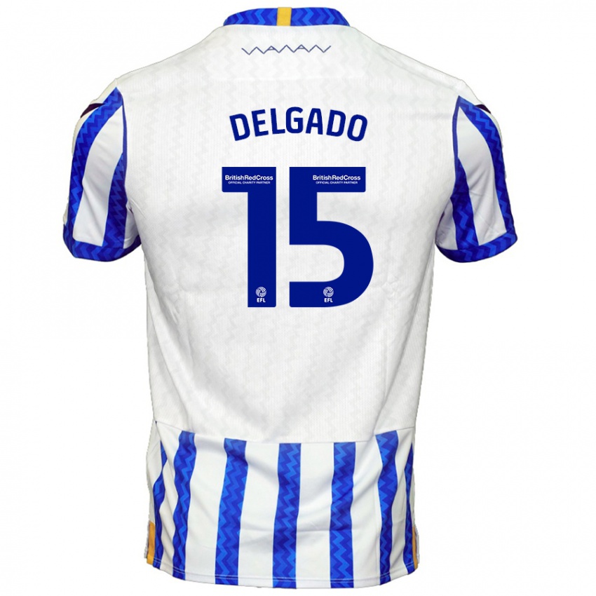 Kinder Juan Delgado #15 Blau Weiß Heimtrikot Trikot 2024/25 T-Shirt