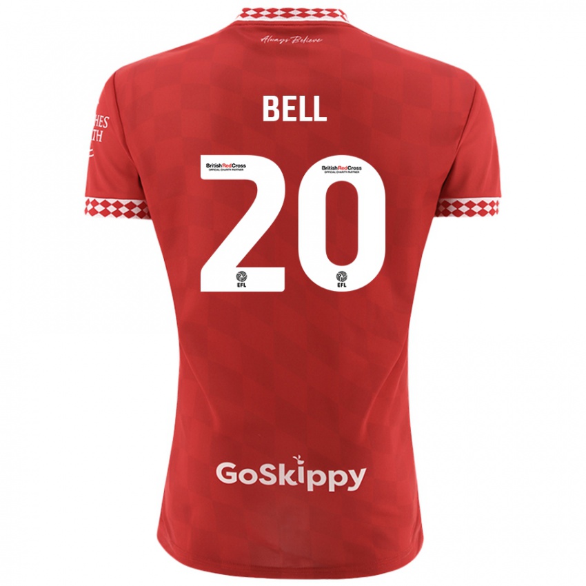 Kinder Sam Bell #20 Rot Heimtrikot Trikot 2024/25 T-Shirt