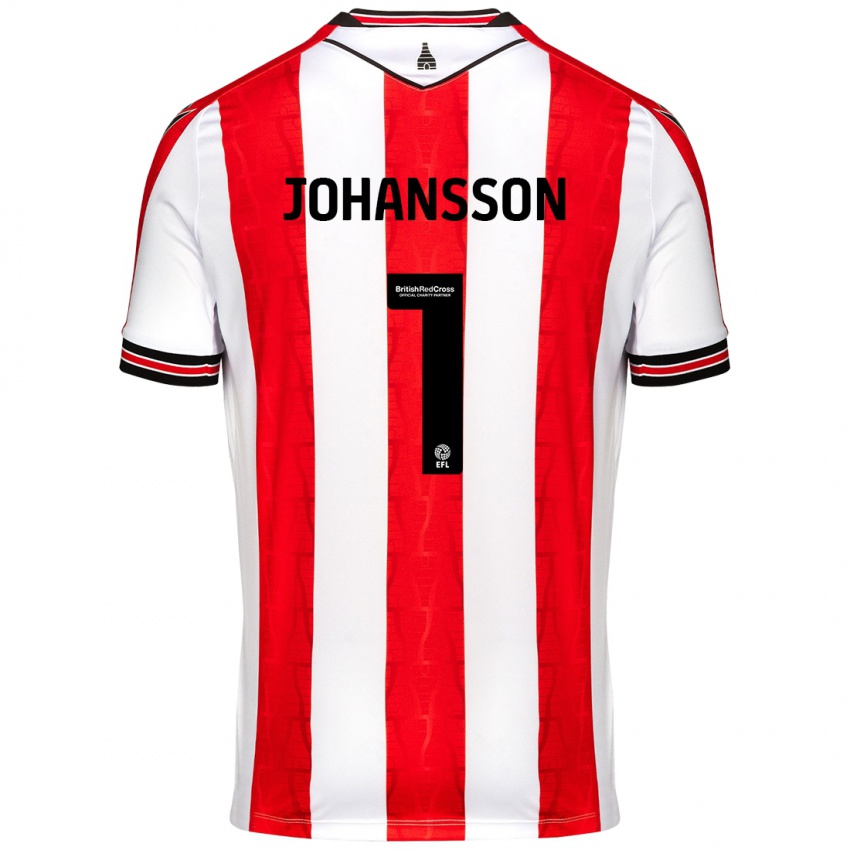 Kinder Viktor Johansson #1 Rot Weiß Heimtrikot Trikot 2024/25 T-Shirt