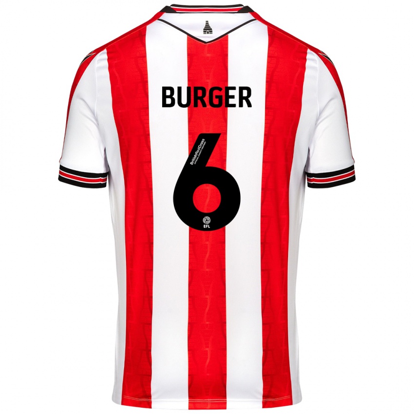 Kinder Wouter Burger #6 Rot Weiß Heimtrikot Trikot 2024/25 T-Shirt