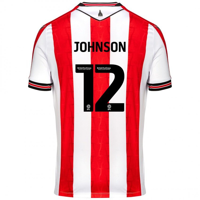 Kinder Daniel Johnson #12 Rot Weiß Heimtrikot Trikot 2024/25 T-Shirt