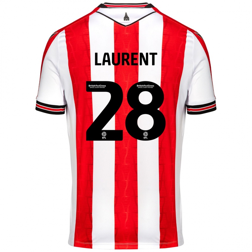 Kinder Josh Laurent #28 Rot Weiß Heimtrikot Trikot 2024/25 T-Shirt