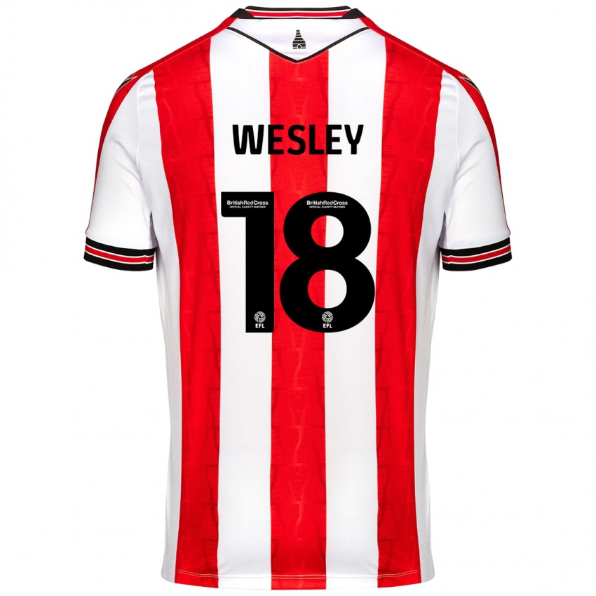 Kinder Wesley Moraes #18 Rot Weiß Heimtrikot Trikot 2024/25 T-Shirt