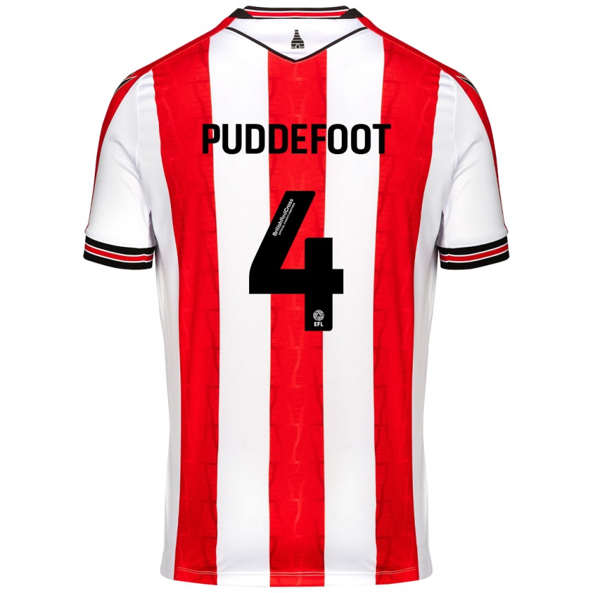 Kinder Danielle Puddefoot #4 Rot Weiß Heimtrikot Trikot 2024/25 T-Shirt