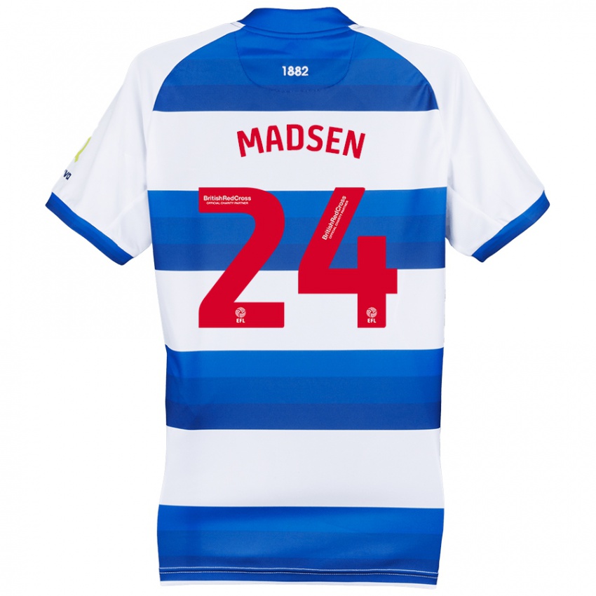 Kinder Nicolas Madsen #24 Weiß Blau Heimtrikot Trikot 2024/25 T-Shirt