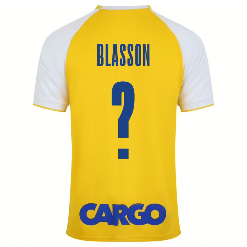 Kinder Ariel Blasson #0 Gelb Weiß Heimtrikot Trikot 2024/25 T-Shirt