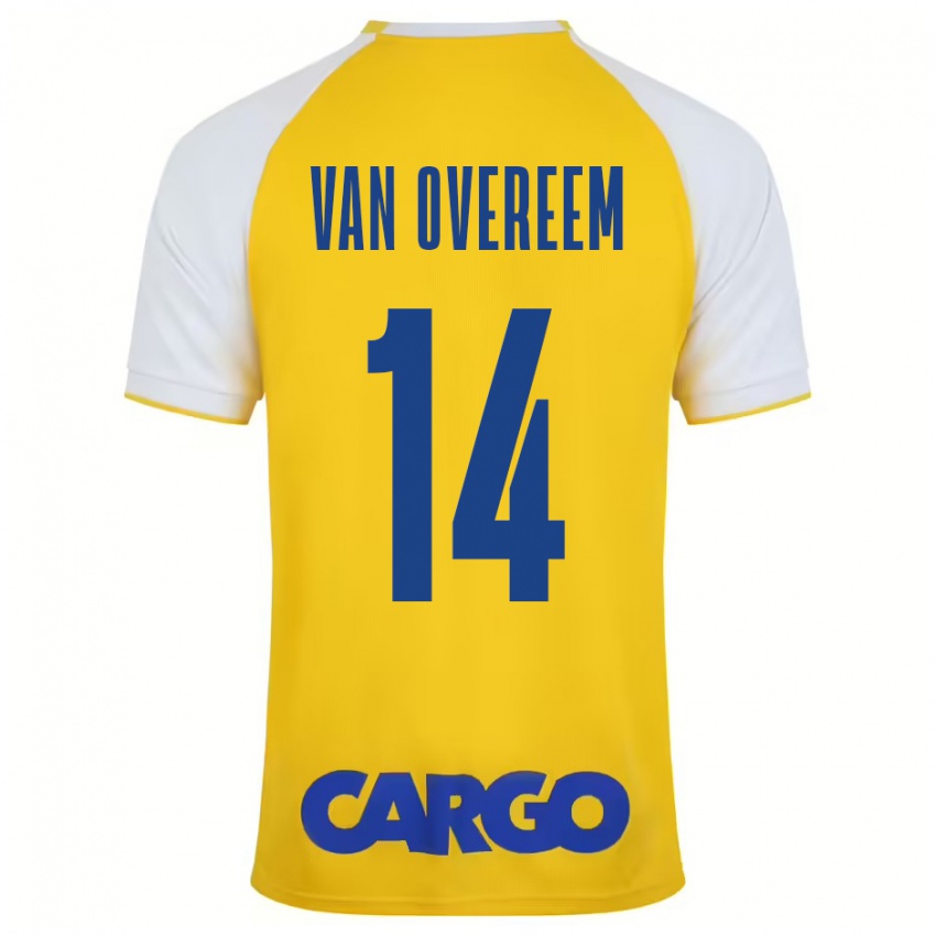 Kinder Joris Van Overeem #14 Gelb Weiß Heimtrikot Trikot 2024/25 T-Shirt