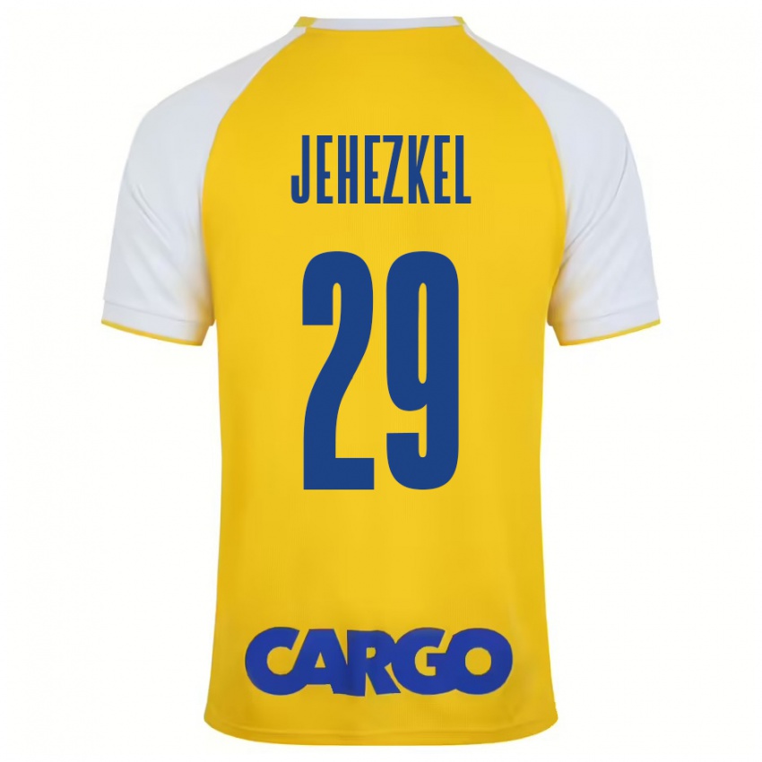 Kinder Sagiv Jehezkel #29 Gelb Weiß Heimtrikot Trikot 2024/25 T-Shirt