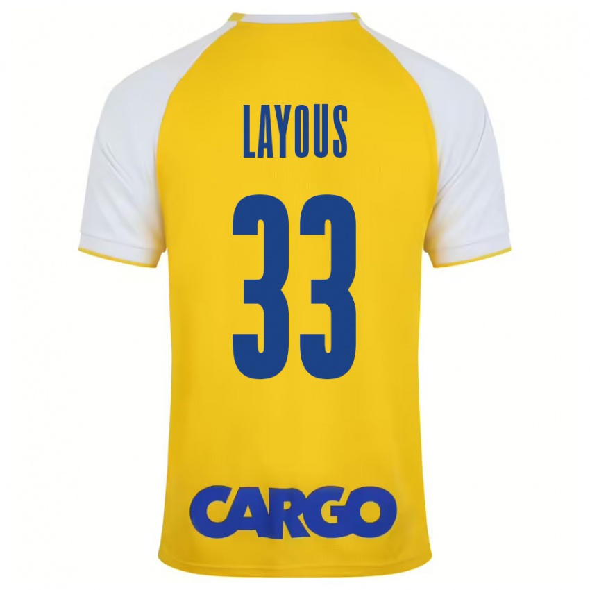 Kinder Hisham Layous #33 Gelb Weiß Heimtrikot Trikot 2024/25 T-Shirt