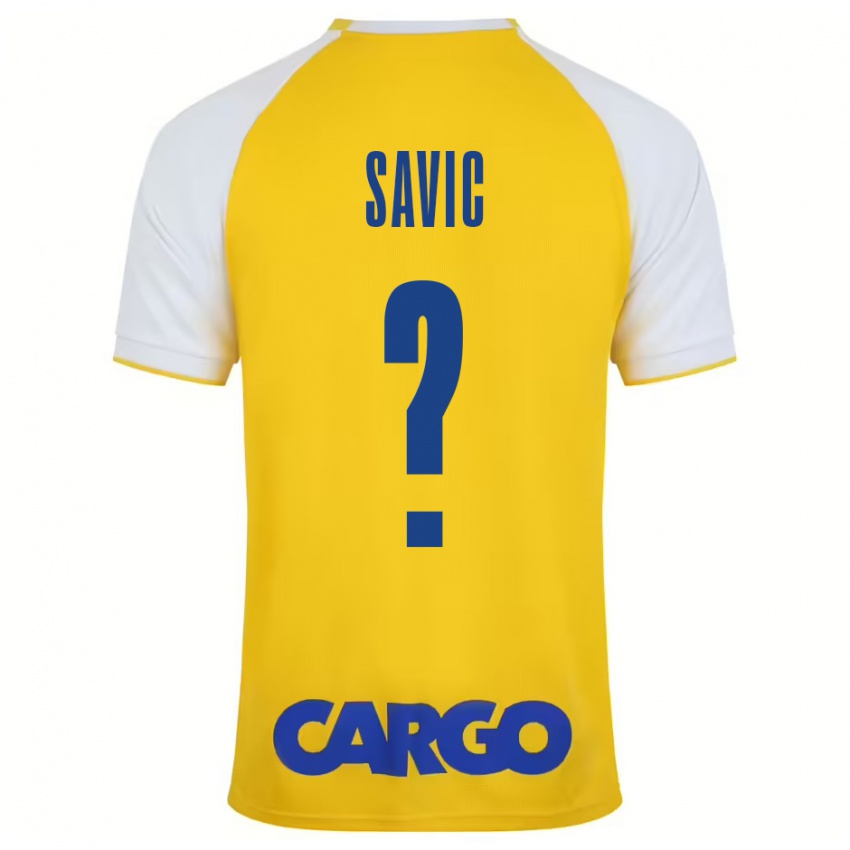 Kinder Rom Savic #0 Gelb Weiß Heimtrikot Trikot 2024/25 T-Shirt