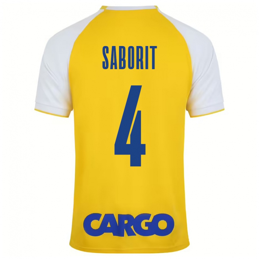 Kinder Enric Saborit #4 Gelb Weiß Heimtrikot Trikot 2024/25 T-Shirt