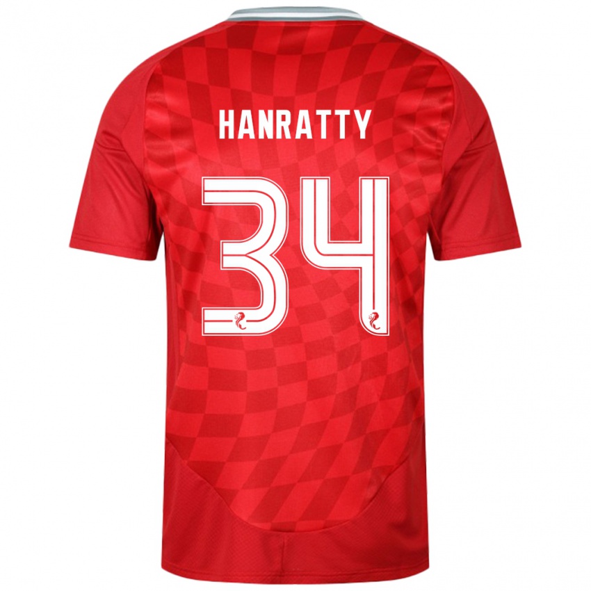 Kinder Kevin Hanratty #34 Rot Heimtrikot Trikot 2024/25 T-Shirt