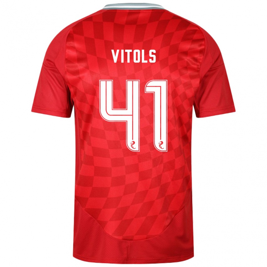 Kinder Rodrigo Vitols #41 Rot Heimtrikot Trikot 2024/25 T-Shirt