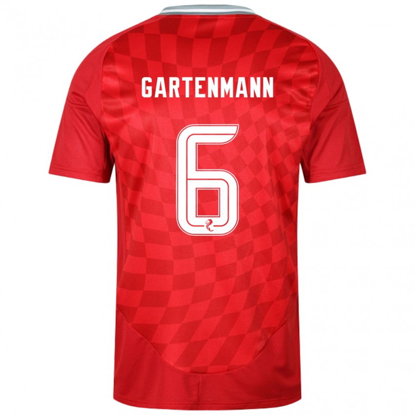 Kinder Stefan Gartenmann #6 Rot Heimtrikot Trikot 2024/25 T-Shirt