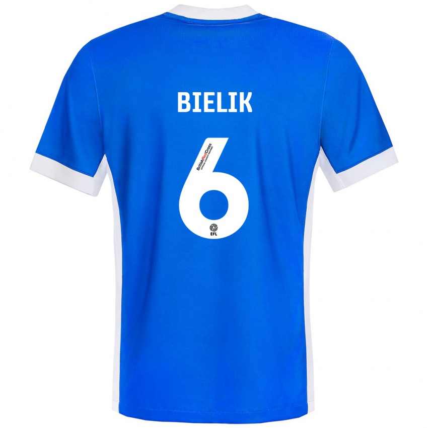 Kinder Krystian Bielik #6 Blau Weiß Heimtrikot Trikot 2024/25 T-Shirt