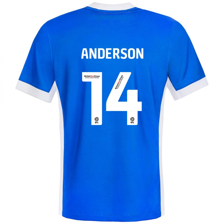 Kinder Keshi Anderson #14 Blau Weiß Heimtrikot Trikot 2024/25 T-Shirt