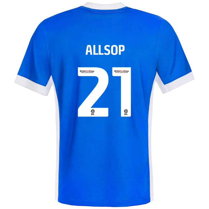 Kinder Ryan Allsop #21 Blau Weiß Heimtrikot Trikot 2024/25 T-Shirt