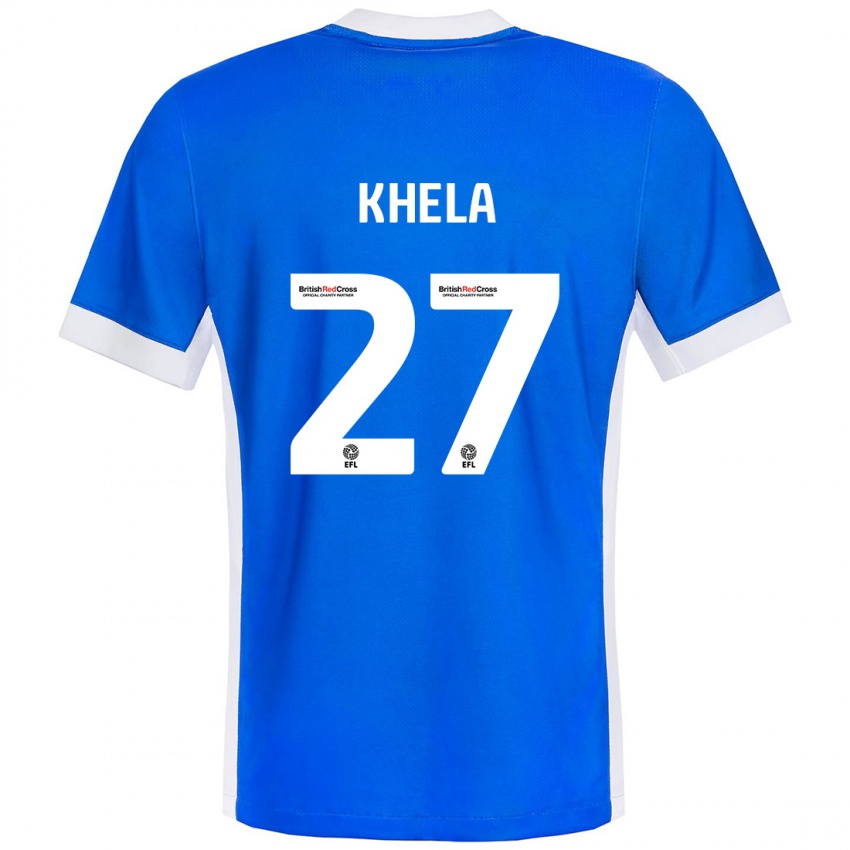 Kinder Brandon Khela #27 Blau Weiß Heimtrikot Trikot 2024/25 T-Shirt