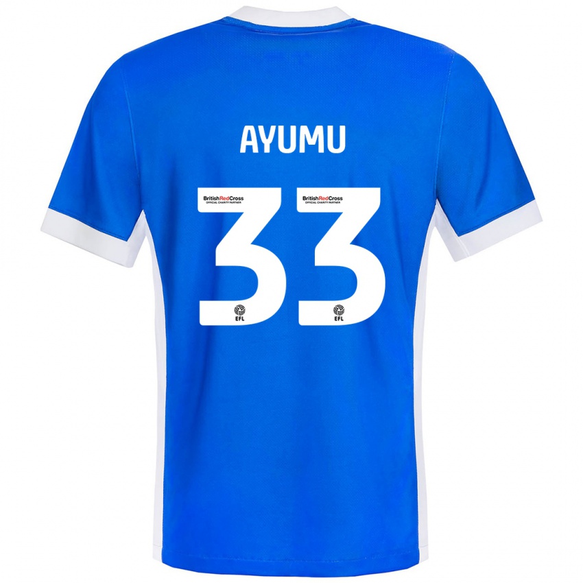 Kinder Ayumu Yokoyama #33 Blau Weiß Heimtrikot Trikot 2024/25 T-Shirt