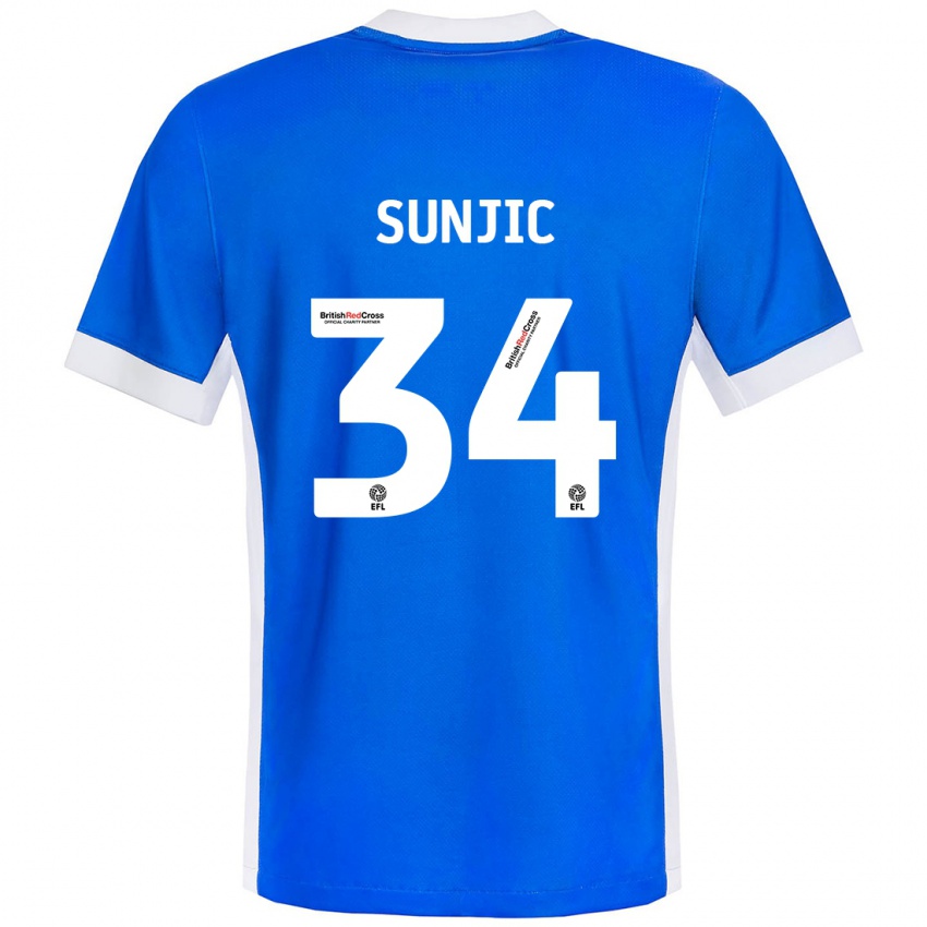 Kinder Ivan Sunjic #34 Blau Weiß Heimtrikot Trikot 2024/25 T-Shirt