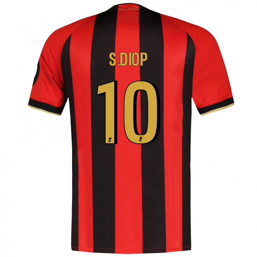 Kinder Sofiane Diop #10 Rot Schwarz Heimtrikot Trikot 2024/25 T-Shirt