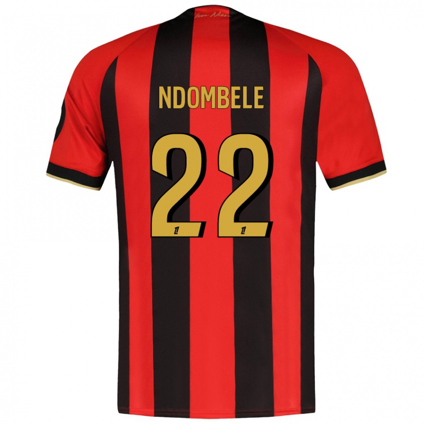 Kinder Tanguy Ndombele #22 Rot Schwarz Heimtrikot Trikot 2024/25 T-Shirt