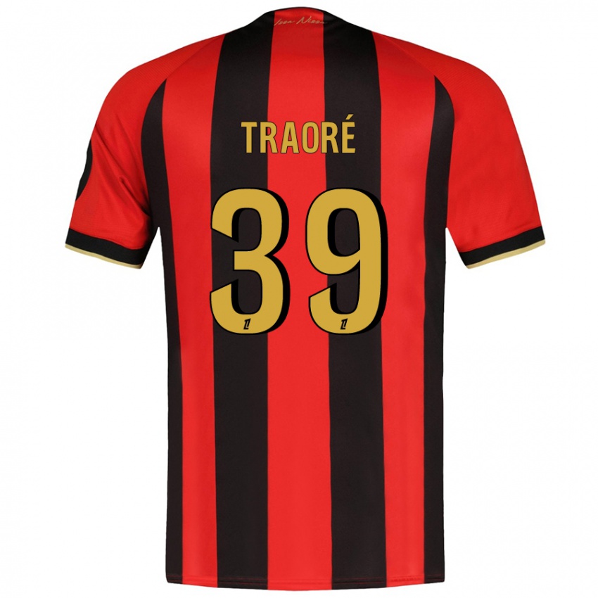 Kinder Daouda Traoré #39 Rot Schwarz Heimtrikot Trikot 2024/25 T-Shirt