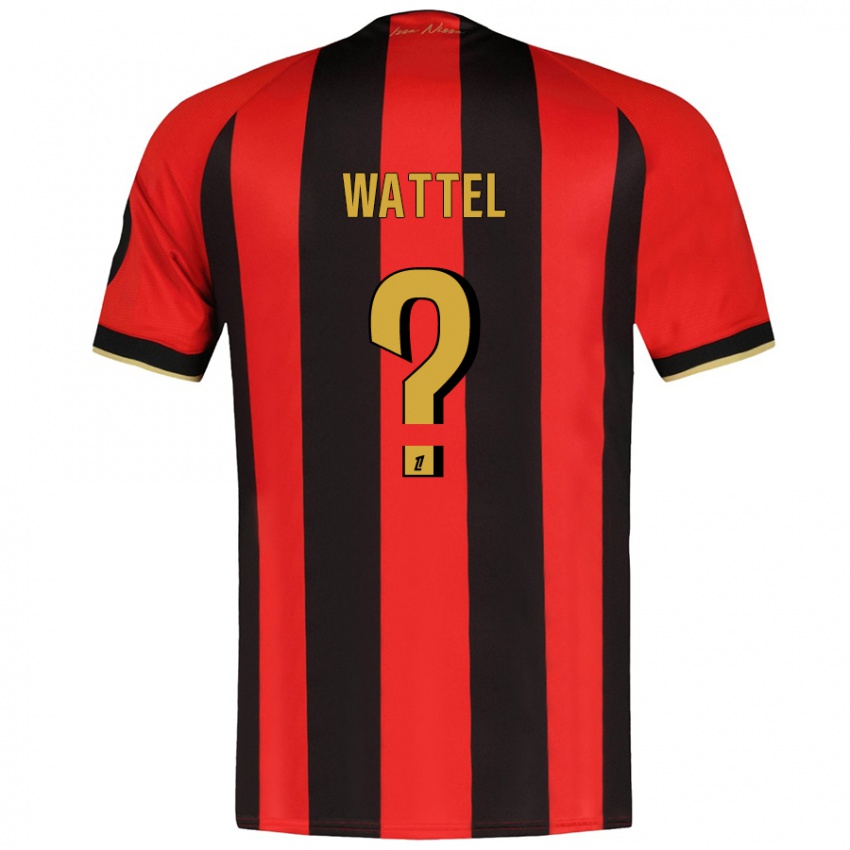 Kinder Sami Wattel #0 Rot Schwarz Heimtrikot Trikot 2024/25 T-Shirt