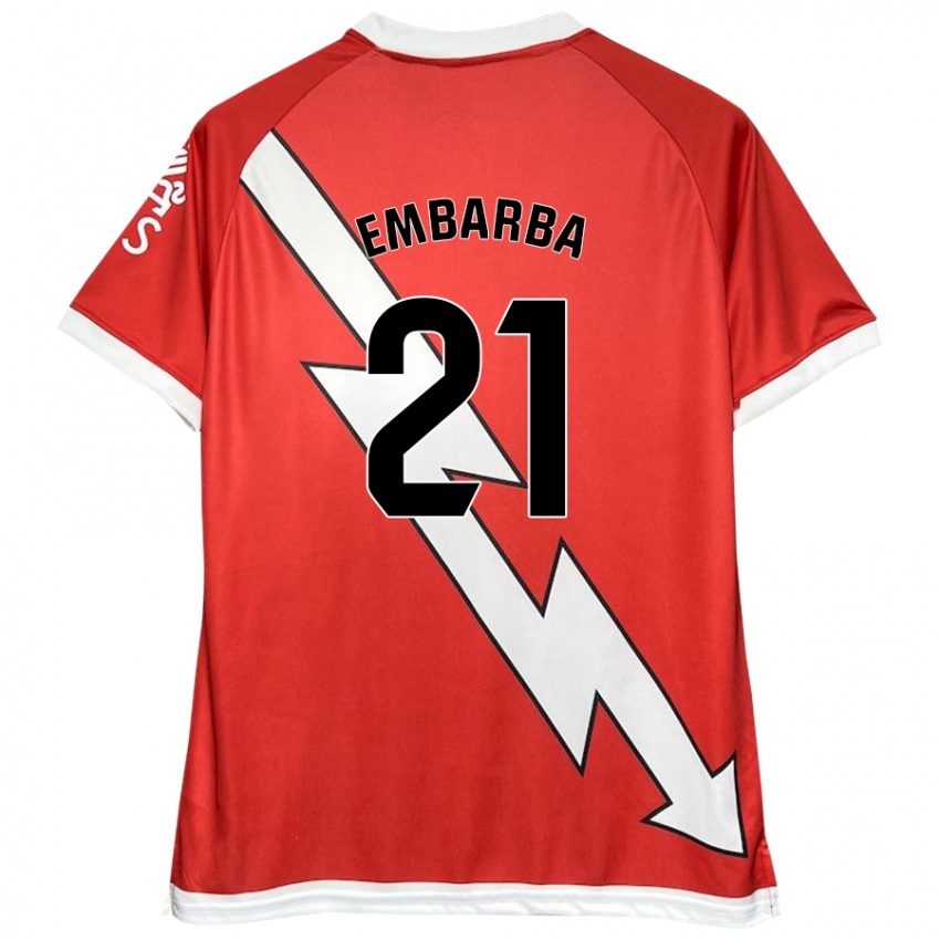 Kinder Adrián Embarba #21 Weiß Rot Heimtrikot Trikot 2024/25 T-Shirt