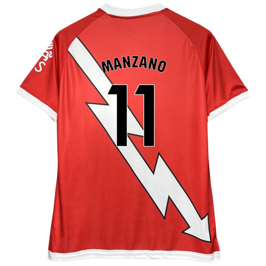 Kinder Sergio Manzano #11 Weiß Rot Heimtrikot Trikot 2024/25 T-Shirt