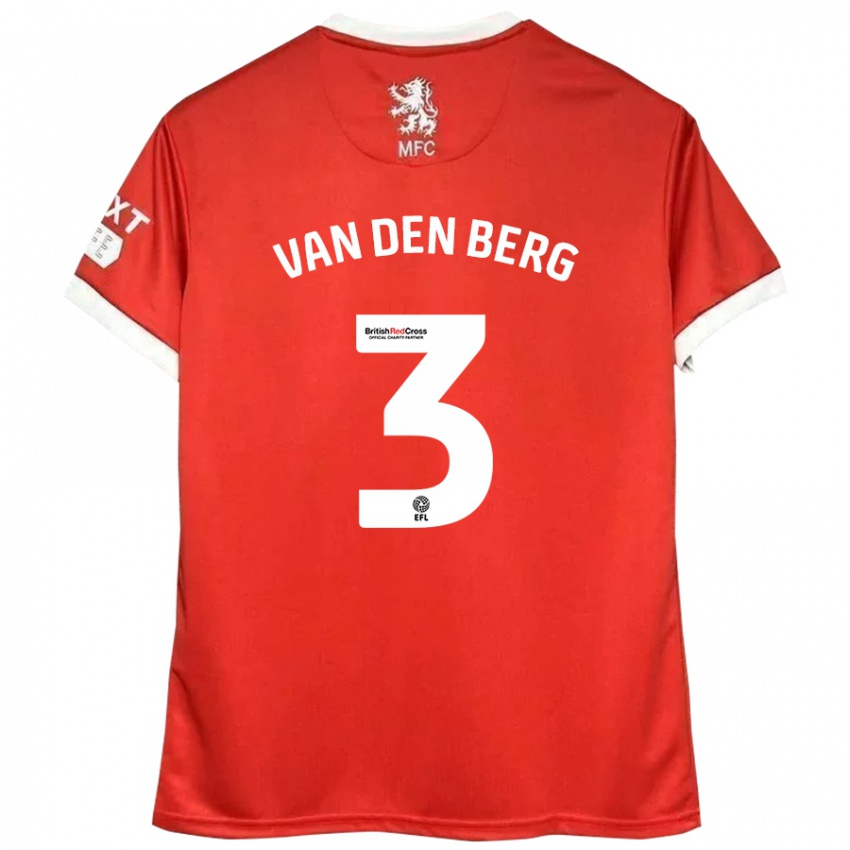 Kinder Rav Van Den Berg #3 Rot Weiß Heimtrikot Trikot 2024/25 T-Shirt