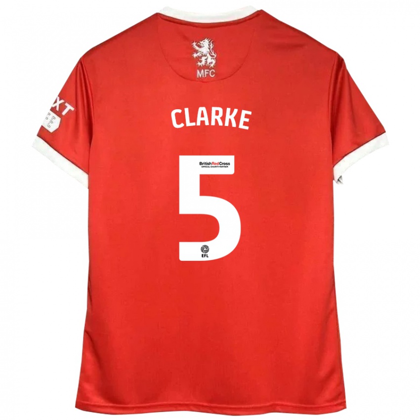 Kinder Matt Clarke #5 Rot Weiß Heimtrikot Trikot 2024/25 T-Shirt