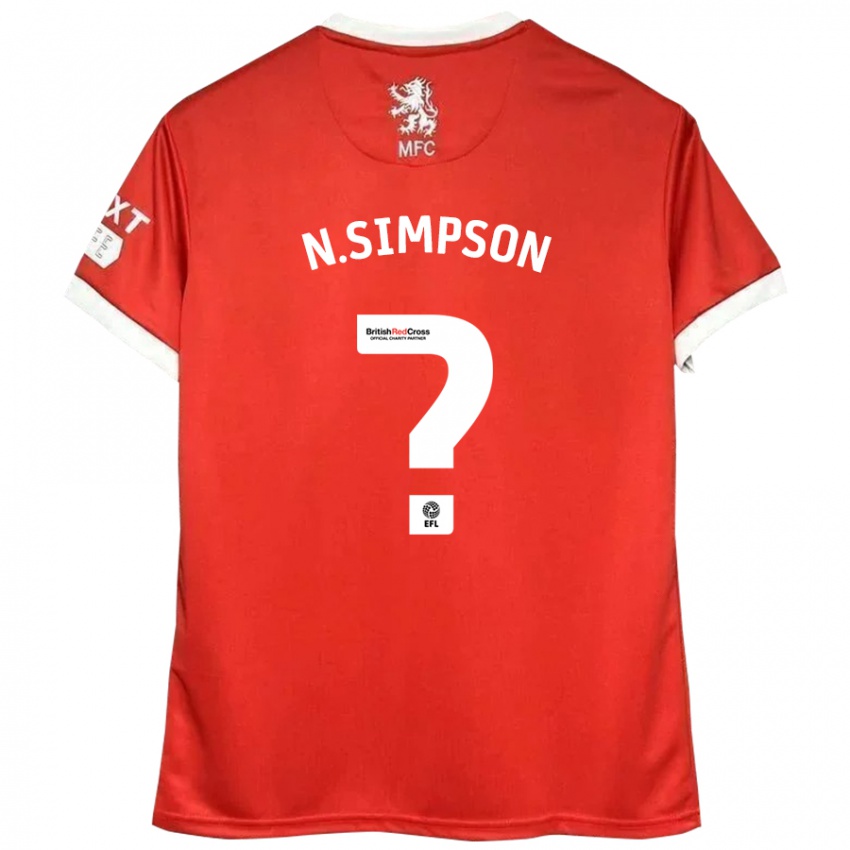 Kinder Nathan Simpson #0 Rot Weiß Heimtrikot Trikot 2024/25 T-Shirt