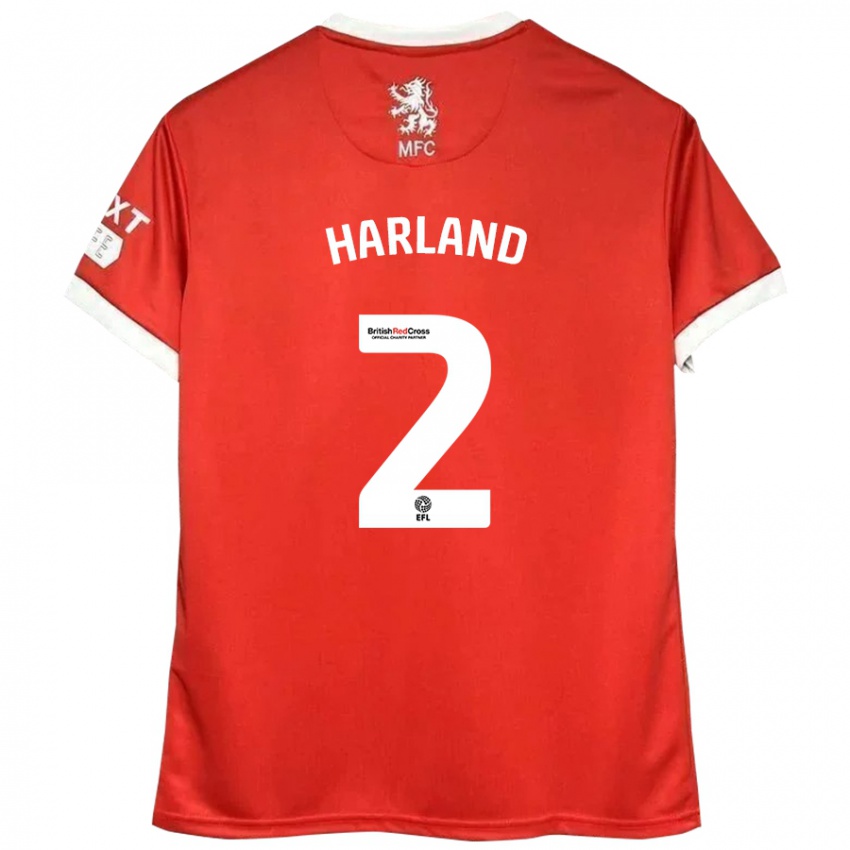 Kinder Jane Harland #2 Rot Weiß Heimtrikot Trikot 2024/25 T-Shirt