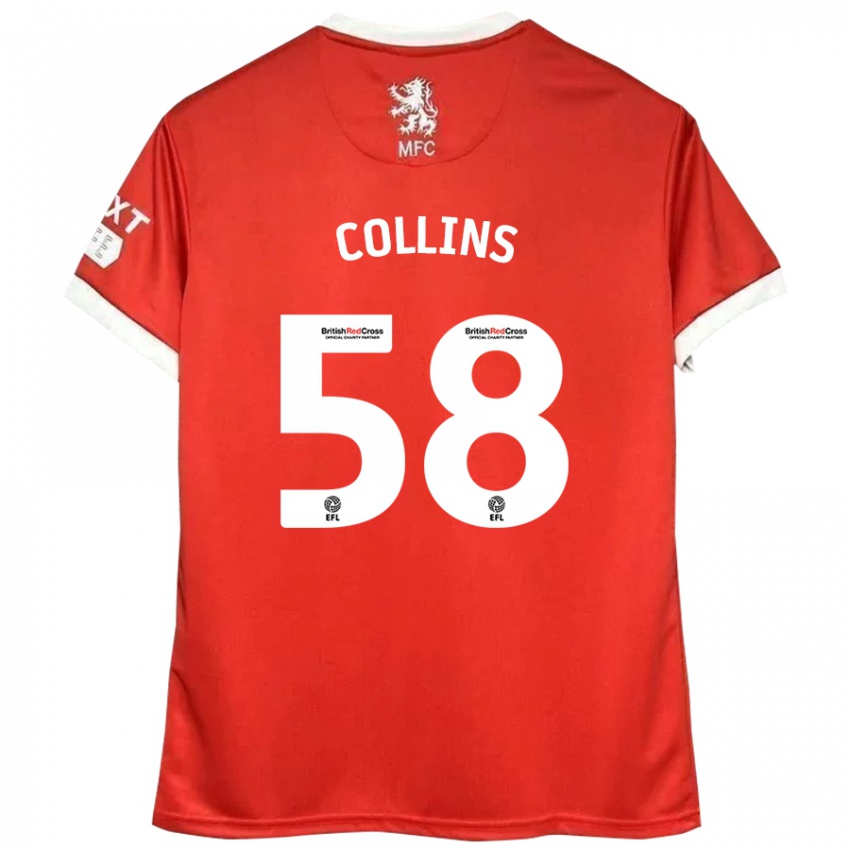 Kinder Sam Collins #58 Rot Weiß Heimtrikot Trikot 2024/25 T-Shirt