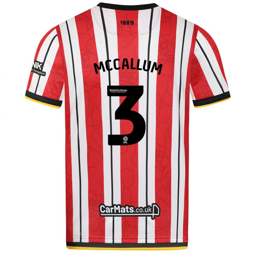 Kinder Sam Mccallum #3 Rot Weiße Streifen Heimtrikot Trikot 2024/25 T-Shirt