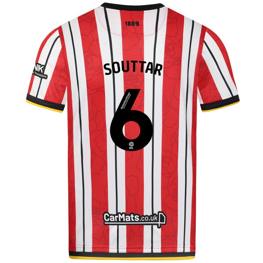 Kinder Harry Souttar #6 Rot Weiße Streifen Heimtrikot Trikot 2024/25 T-Shirt