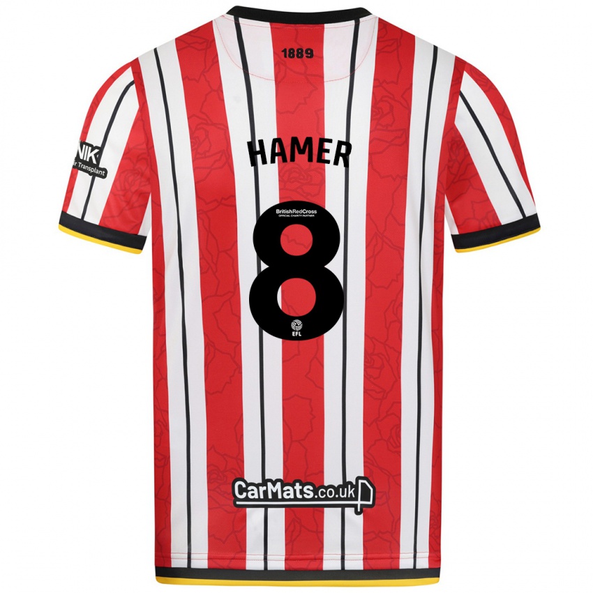 Kinder Gustavo Hamer #8 Rot Weiße Streifen Heimtrikot Trikot 2024/25 T-Shirt