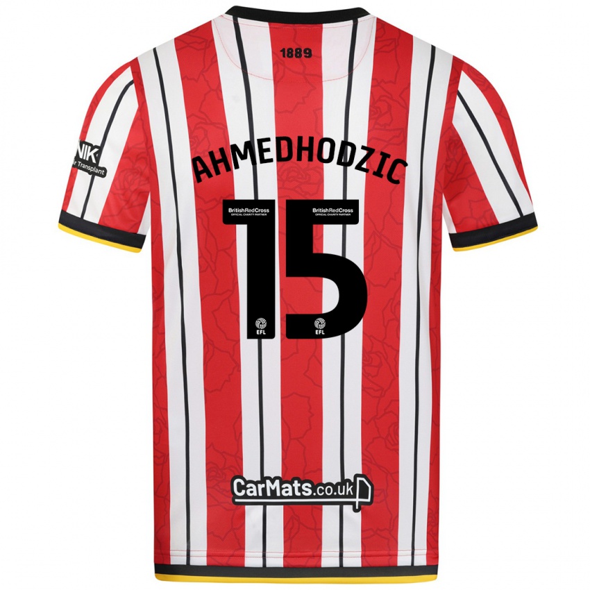 Kinder Anel Ahmedhodzic #15 Rot Weiße Streifen Heimtrikot Trikot 2024/25 T-Shirt