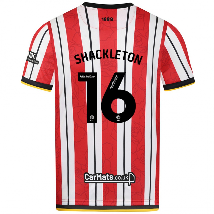 Kinder Jamie Shackleton #16 Rot Weiße Streifen Heimtrikot Trikot 2024/25 T-Shirt