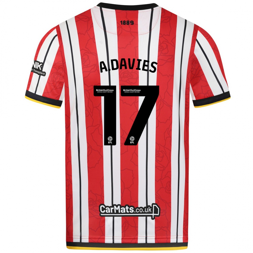 Kinder Adam Davies #17 Rot Weiße Streifen Heimtrikot Trikot 2024/25 T-Shirt