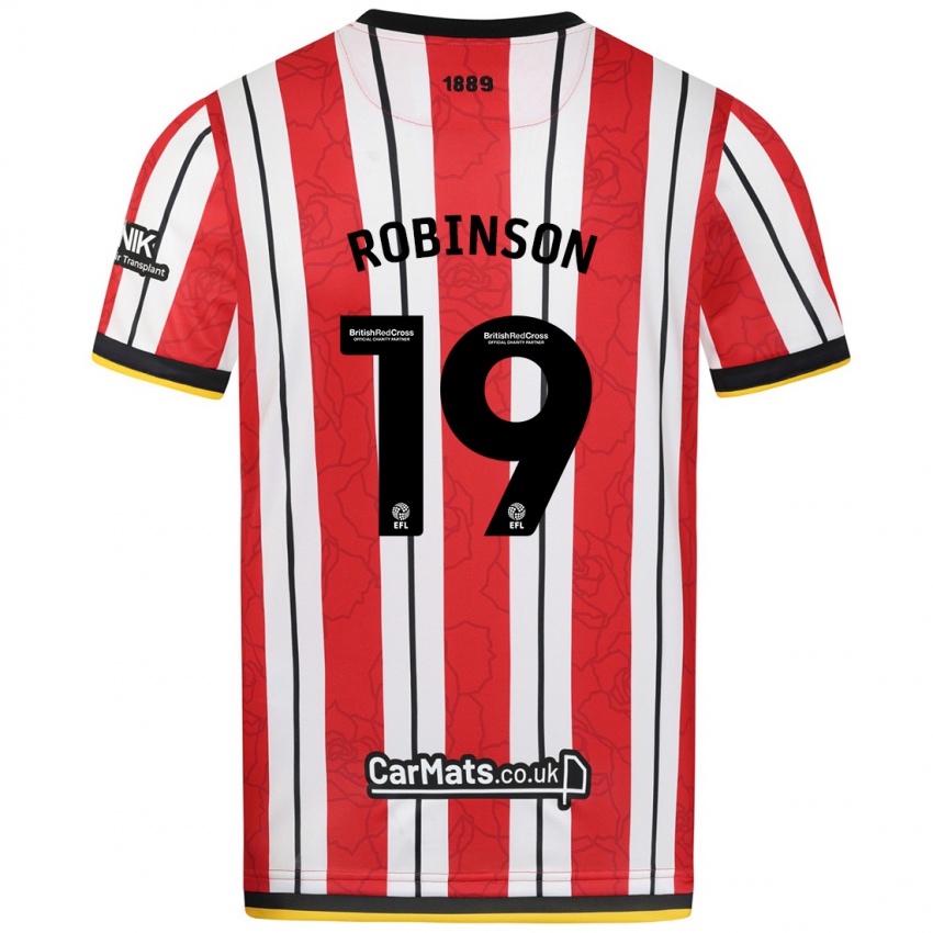 Kinder Jack Robinson #19 Rot Weiße Streifen Heimtrikot Trikot 2024/25 T-Shirt