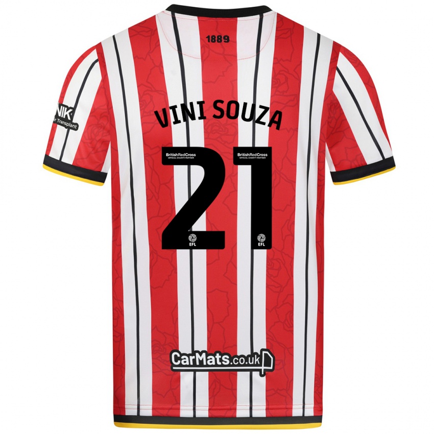 Kinder Vini Souza #21 Rot Weiße Streifen Heimtrikot Trikot 2024/25 T-Shirt