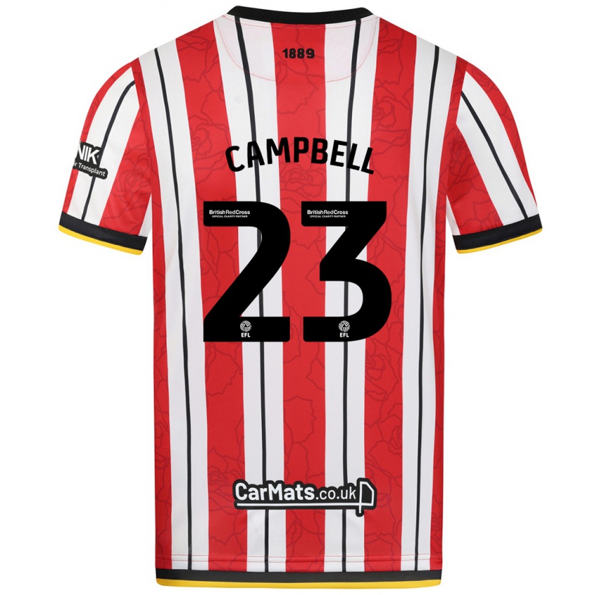 Kinder Tyrese Campbell #23 Rot Weiße Streifen Heimtrikot Trikot 2024/25 T-Shirt