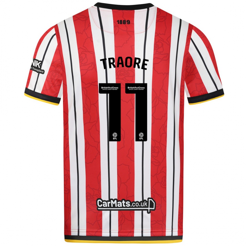 Kinder Bénie Traoré #11 Rot Weiße Streifen Heimtrikot Trikot 2024/25 T-Shirt