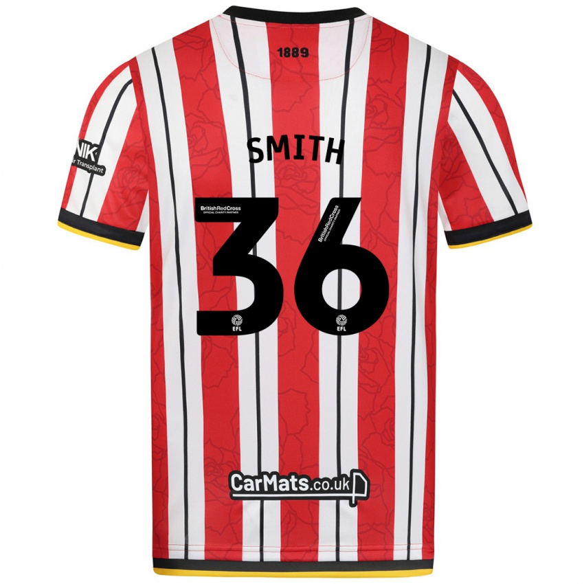 Kinder Joshua Smith #36 Rot Weiße Streifen Heimtrikot Trikot 2024/25 T-Shirt